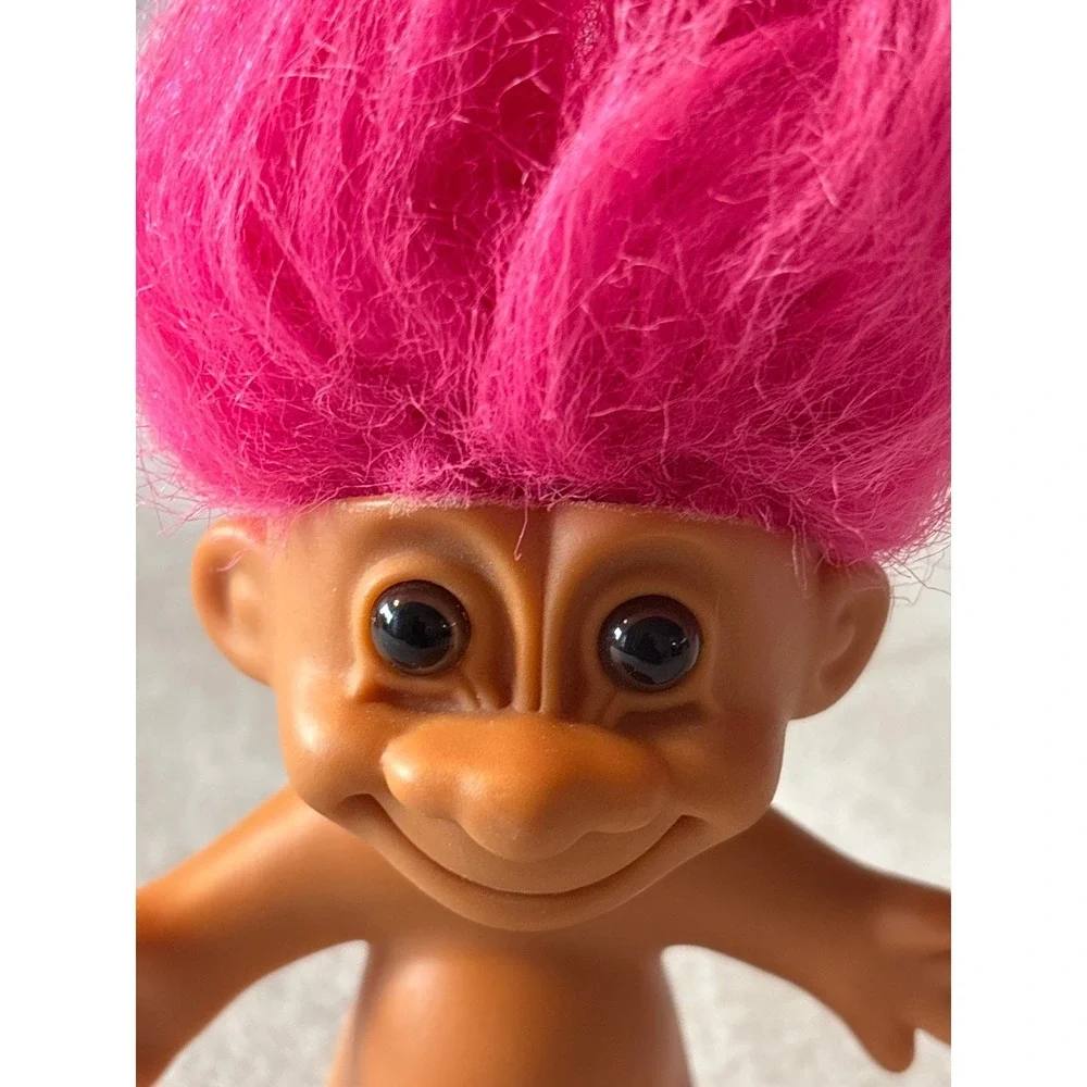 Russ Troll Doll Bright Pink Fuzzy Hair Collectible Vintage Toy